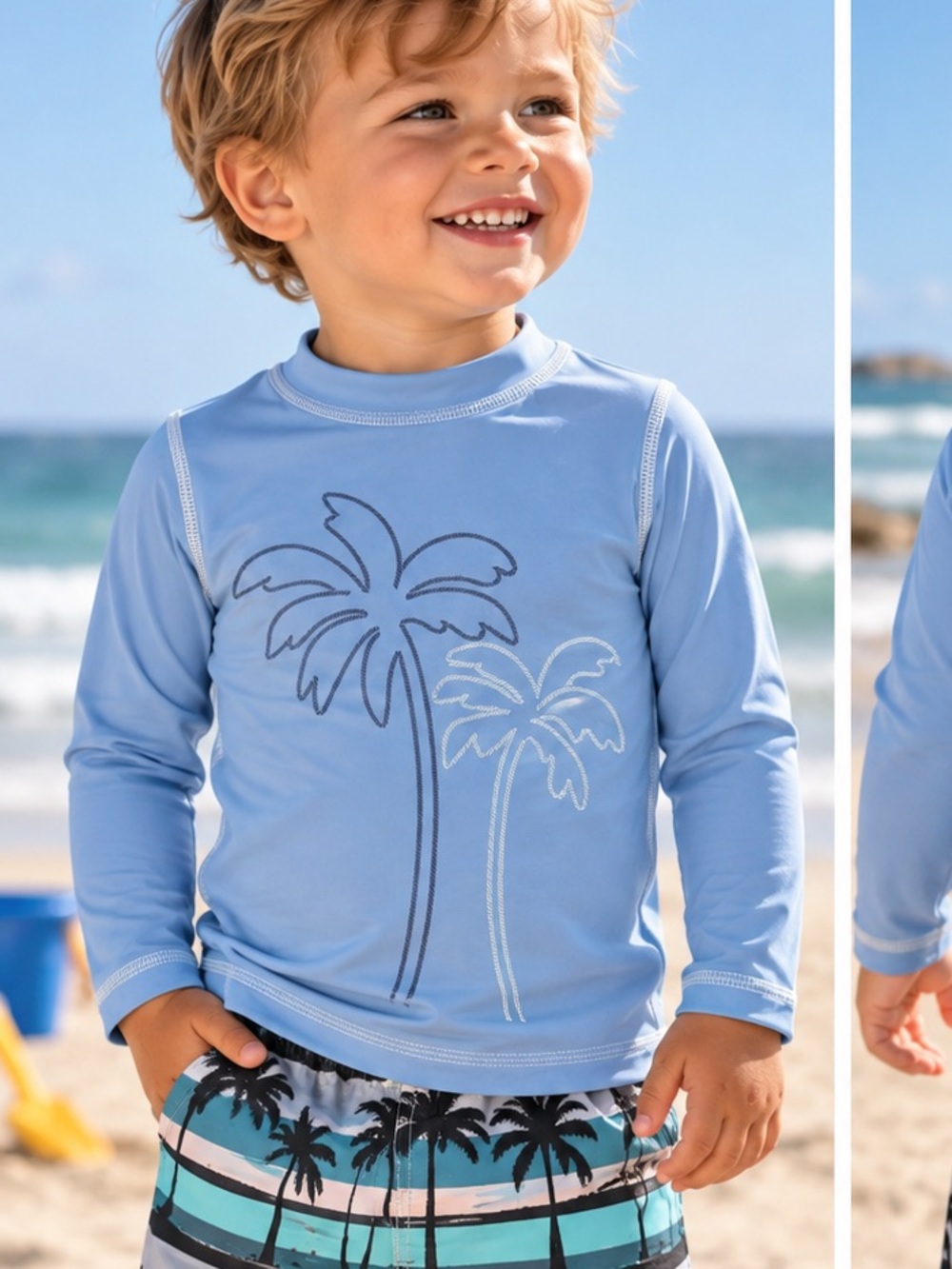 Little Me 24M Baby Boy Long Sleeve Rash Guard Swim Shirt Palm Tree